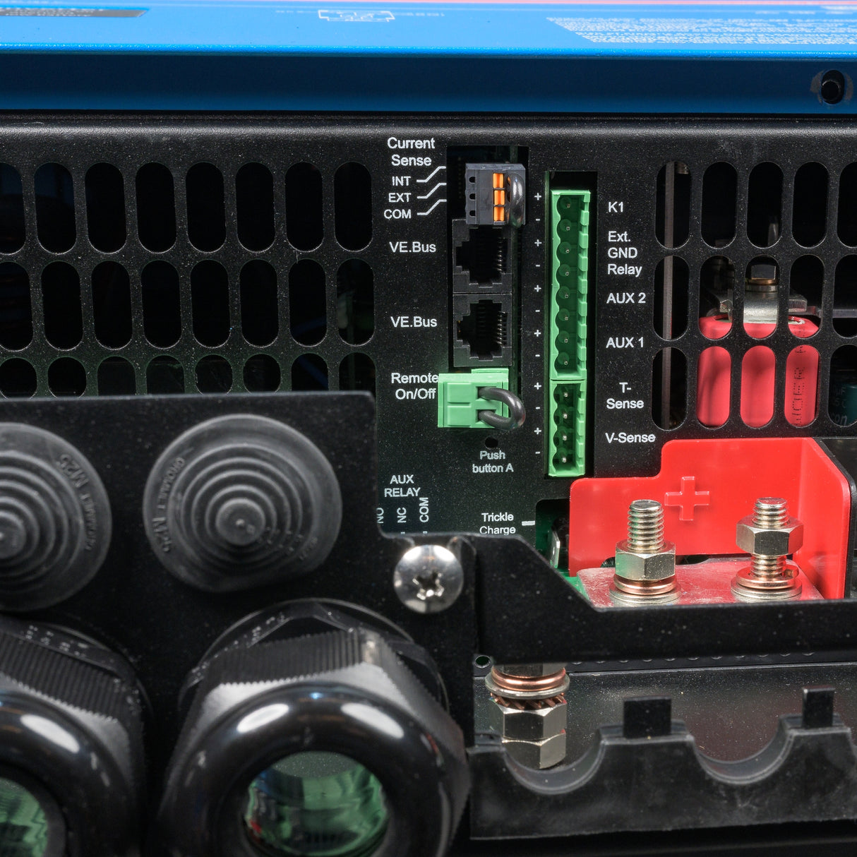 Victron Energy PMP242505110 Multiplus II 24v 5000 120v inverter/charger - connections closeup