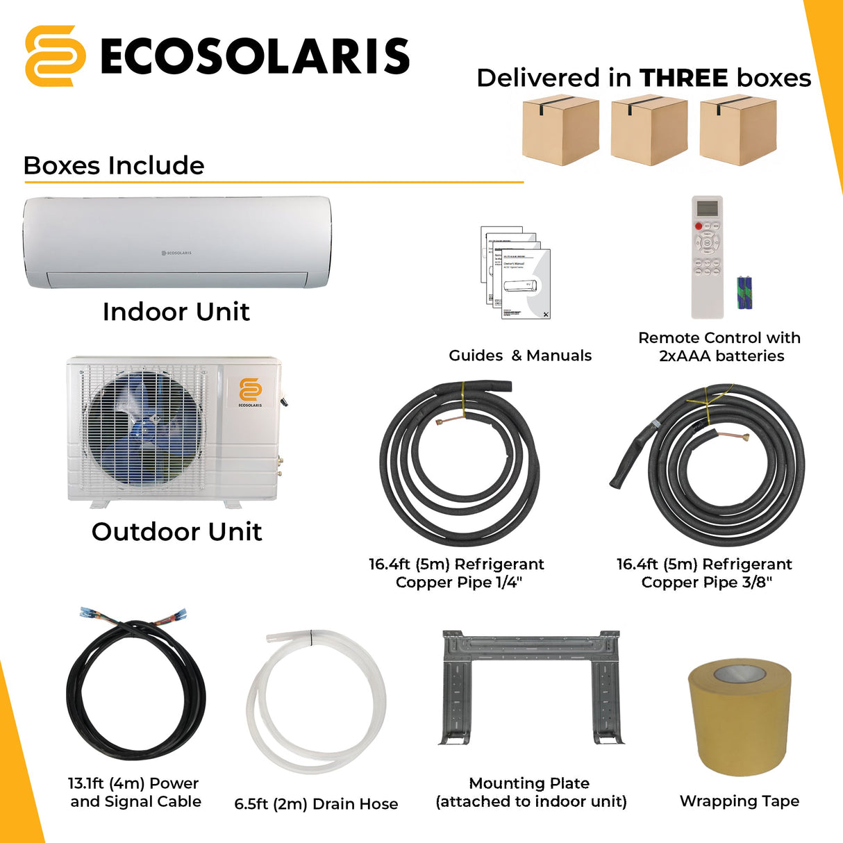 ECOSOLARIS 18 000 BTU Hybrid Solar Mini-Split—Air Conditioner Heat Pump | Energy Star Certified