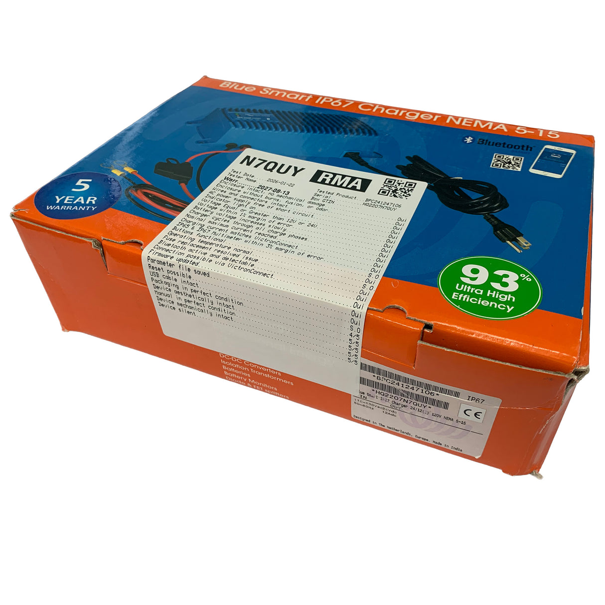 Boîte ouverte #N7QUY - Chargeur Blue Smart IP67 12V/25 120V NEMA 5-15 de Victron Energy | BPC122547106