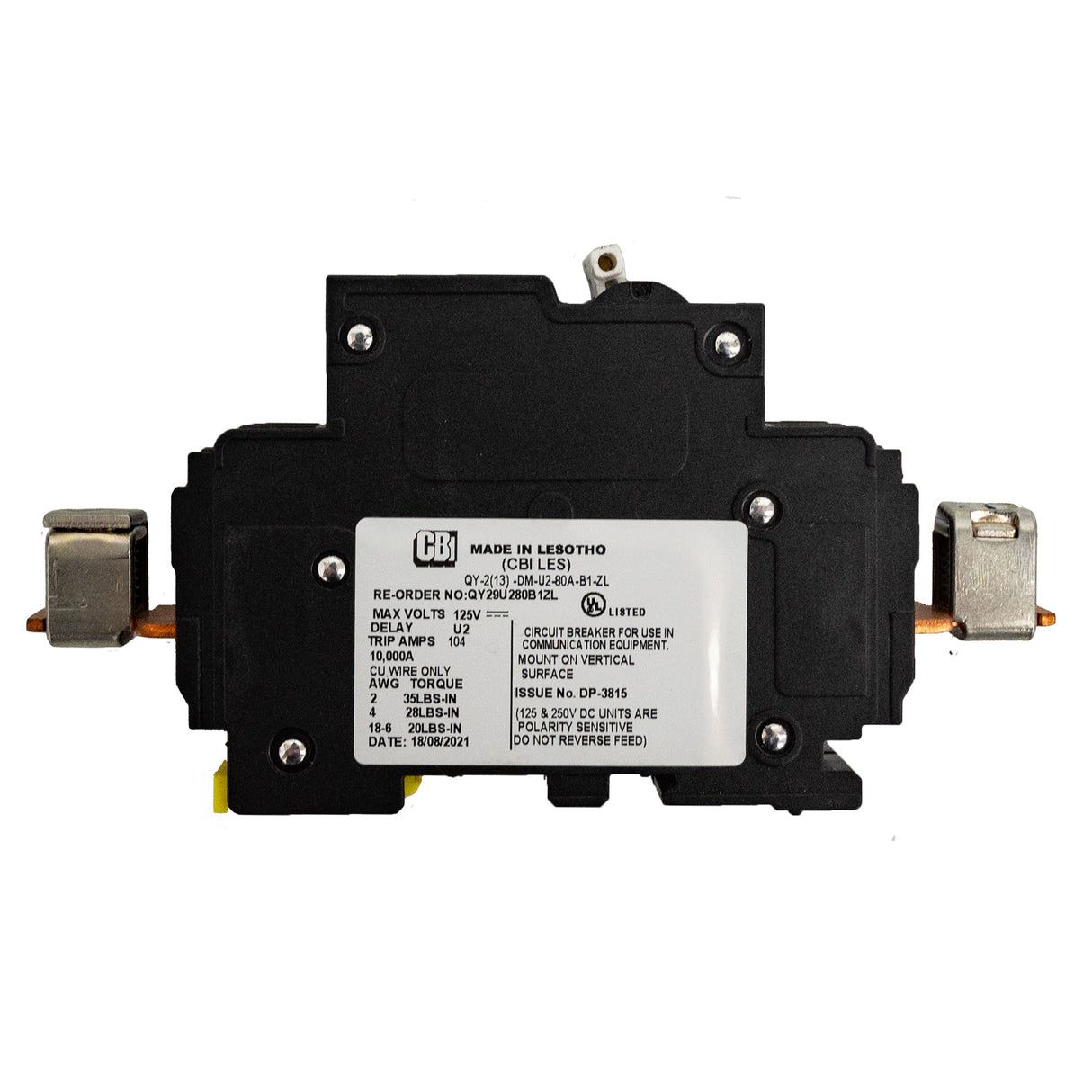 Disjoncteur 80A, 150 Vcc, à monter sur rail DIN, 26mm de large de Midnite Solar | MNEPV80