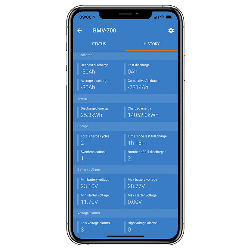 Victron Energy BMV smart battery monitorl mobile application