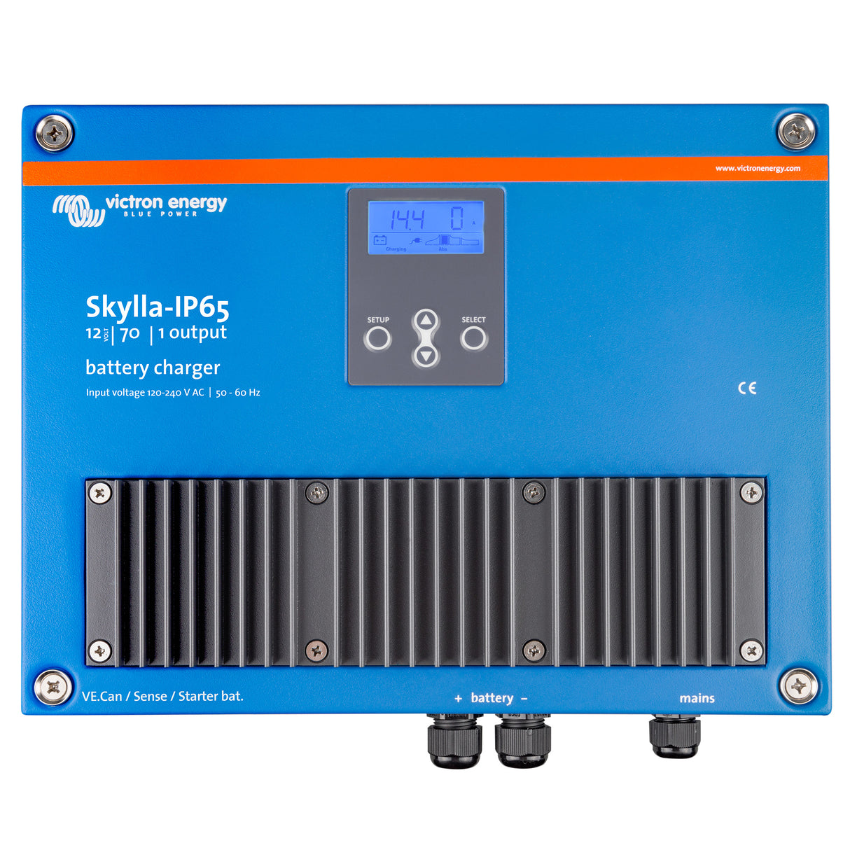 Victron Energy SKY012070000 Skylla IP65 12V 70A battery charger with 1 output - top view