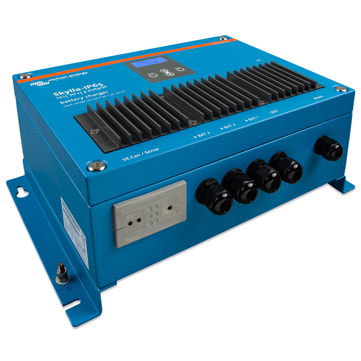 Victron Energy SKY012070100 Skylla IP65 12V 70A battery charger with 3 output -left view