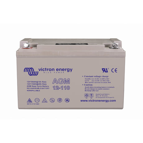 Victron Energy BAT412101084 AGM 12V 110Ah deep cycle battery - top front