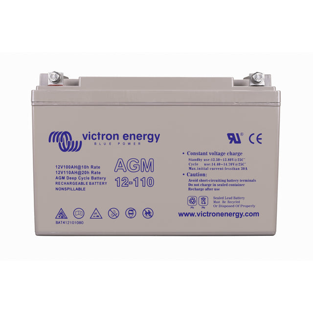 Victron Energy BAT412101084 AGM 12V 110Ah deep cycle battery - front