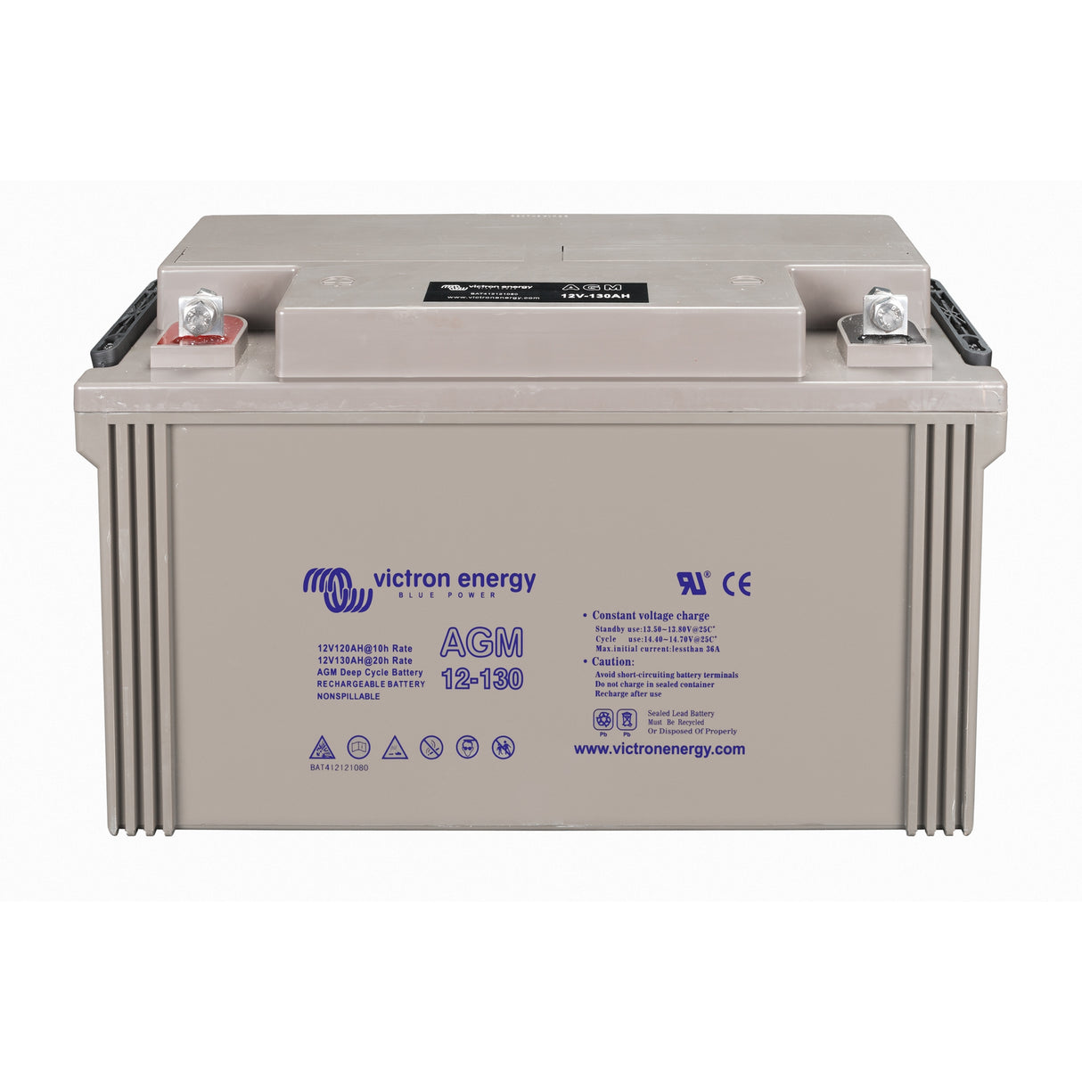 Victron Energy BAT412121084 AGM 12V 130Ah deep cycle battery - top front