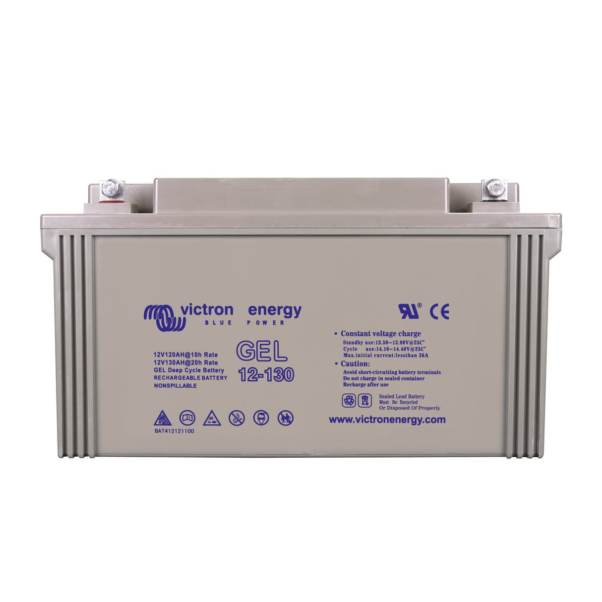 Victron Energy BAT412121104 Gel 12V 130Ah deep cycle battery - front