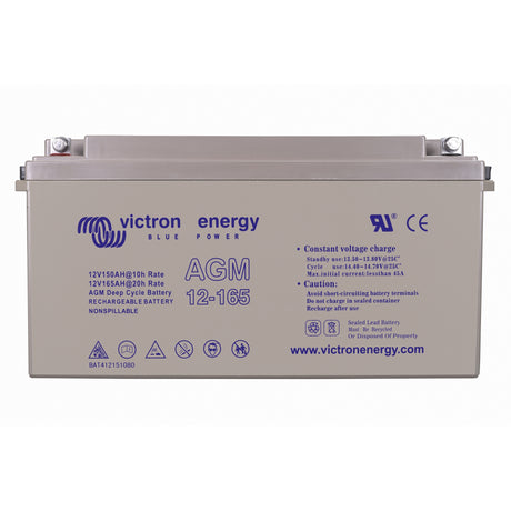 Victron Energy BAT412151084 AGM 12V 165Ah deep cycle battery - front