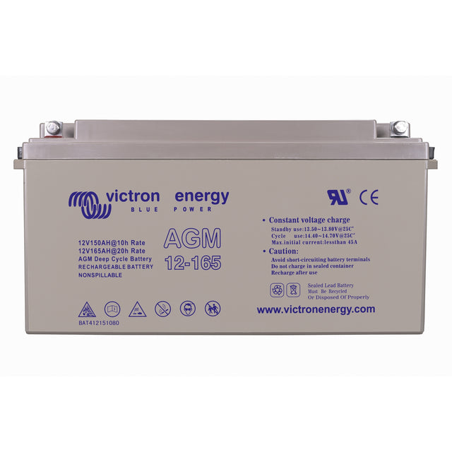 Victron Energy BAT412151084 AGM 12V 165Ah deep cycle battery - front