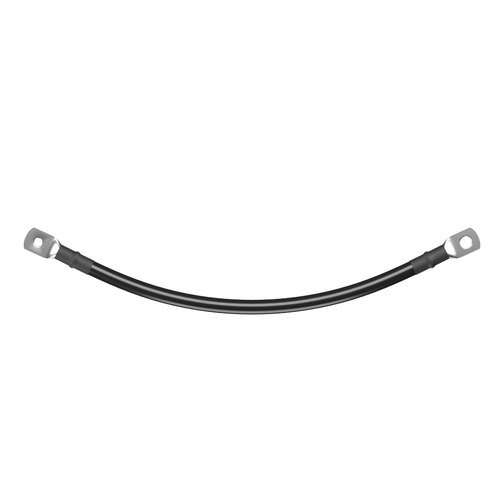 #2/0 AWG cable, 1 conductor, Black, 1 Foot, 3/8″/5/16″ lug connectors, WELD use