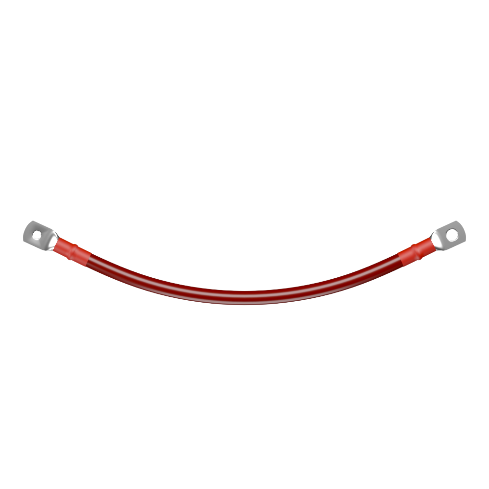 #2 AWG cable, 1 conductor, Red, 2 Feet, 3/8″ Lug/5/16″ Lug connectors, WELD use
