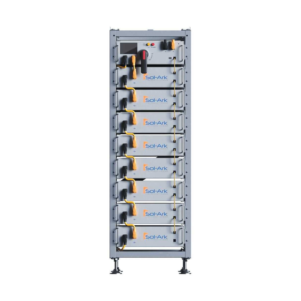 Sol-Ark L3 40kWh LiFePo4 lithium battery backup racking front view