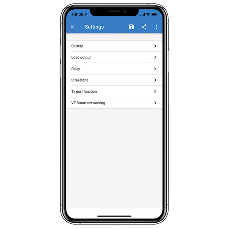 Victron SmartSolar Settings on iPhone mobile