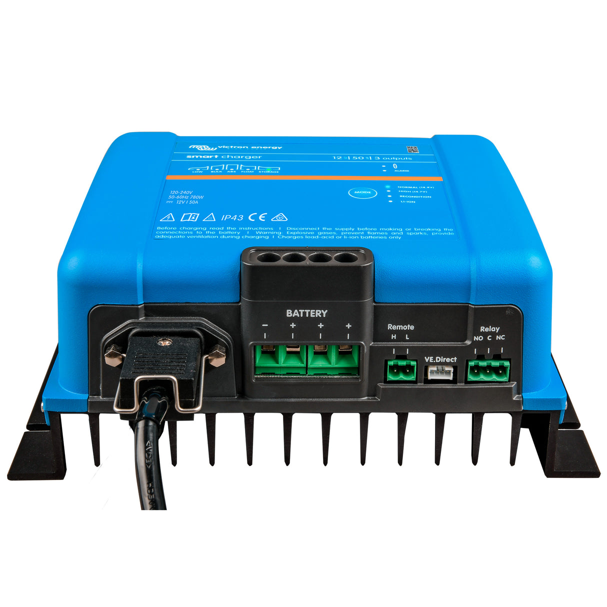 PSC125053095 Victron Smart IP43 Charger 12/50(3) 120-240V (front)
