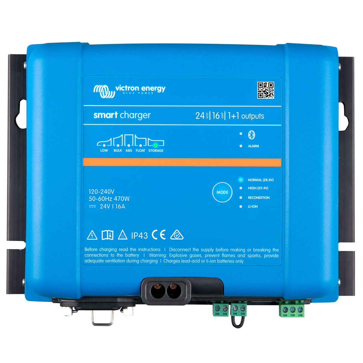 PSC242553095 Victron Smart IP43 Charger 24/16(1+1) 120-240V (top)