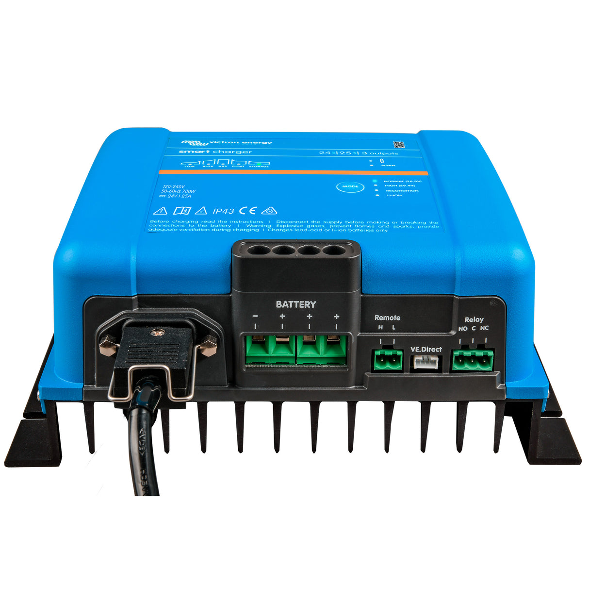 PSC242553095 Victron Smart IP43 Charger 24/25(3) 120-240V (front)