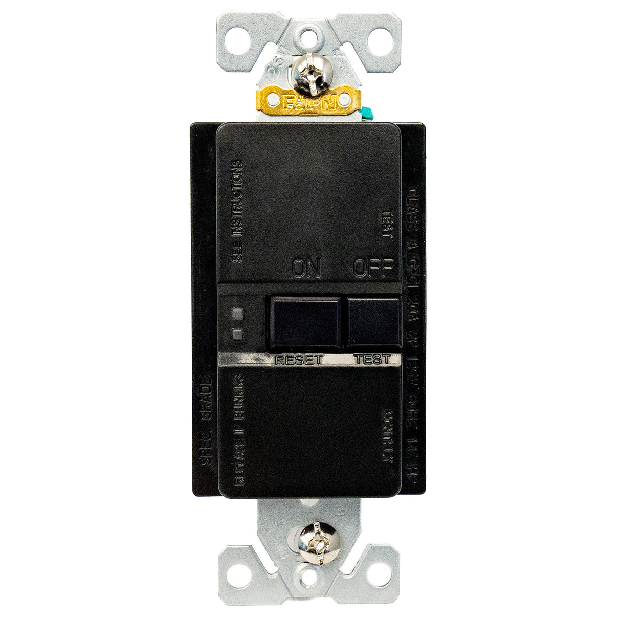 Eaton Blankface GFCI, Self-test, #14 - 10 AWG, 20A-125V AC | SGFD20BK