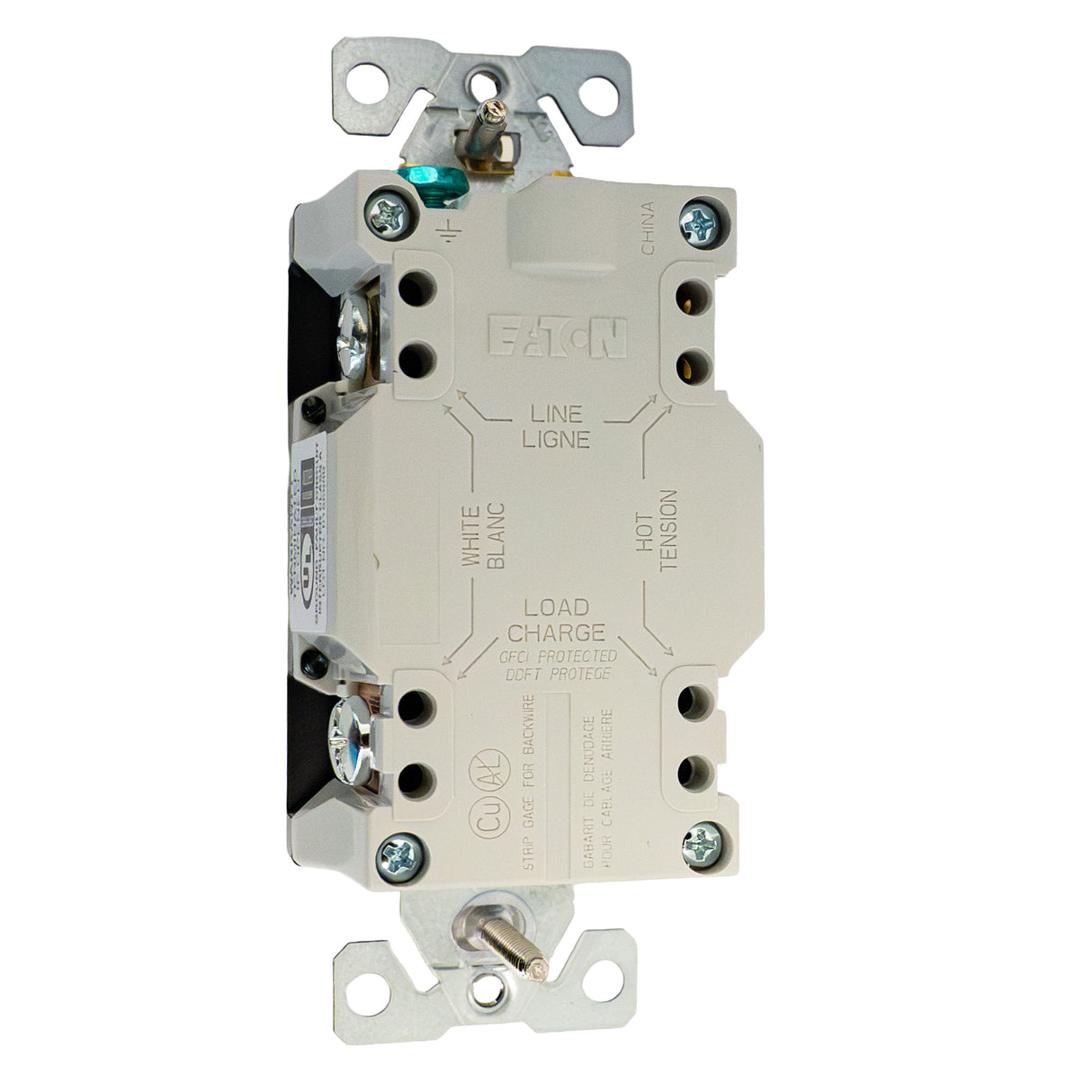 Eaton Blankface GFCI, Self-test, #14 - 10 AWG, 20A-125V AC | SGFD20BK