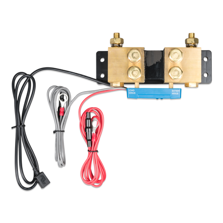 SmartShunt 2000A-50mV IP65 top view optimized to show the layout of the high-capacity brass terminal bolts and the sleek waterproof housing for system integration.