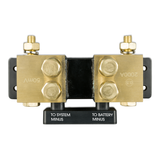 SmartShunt 2000A-50mV top view showing the full layout of the solid brass shunt bars and the dual M10 terminal bolts for high-capacity battery connections.