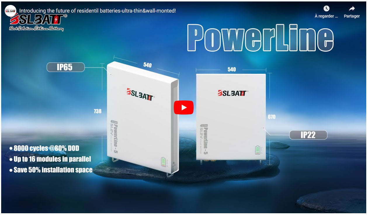 BSLBatt Powerline 5 LifePO4 lithium wall mounted battery introduction video cover