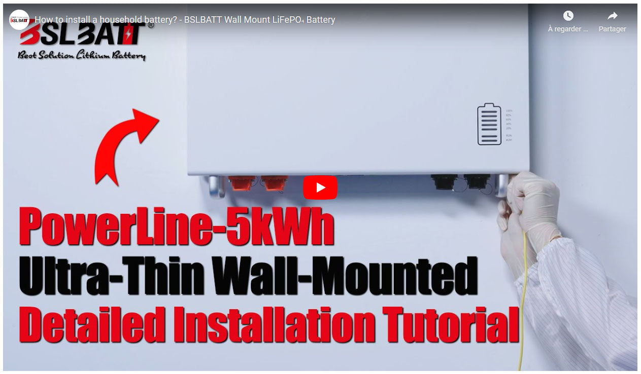 BSLBatt Powerline 5 LifePO4 lithium wall mounted battery installation video cover