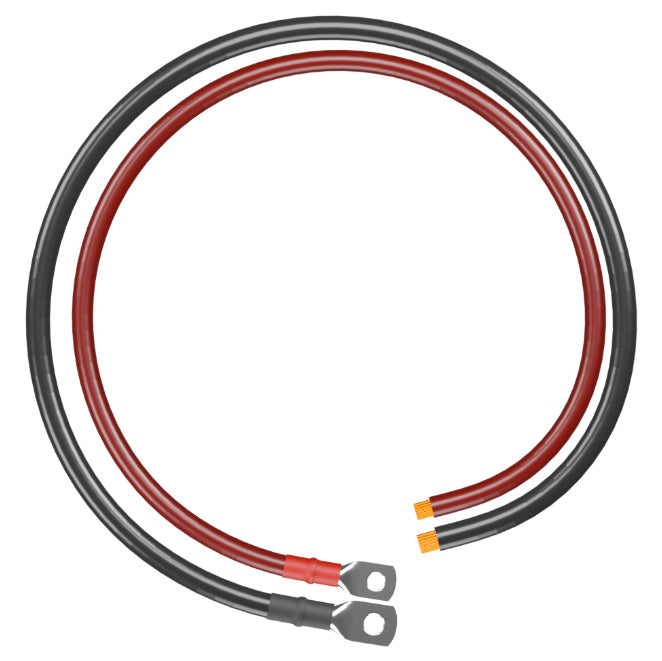 #6 AWG cables, 1 conductor, Black and Red, 3 feet, 3/8″ Lug/None connectors, WELD use (pair)