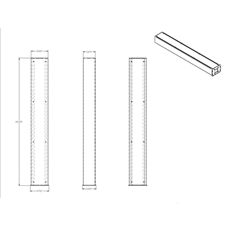 EV charging station rectangular Pedestal technical draw