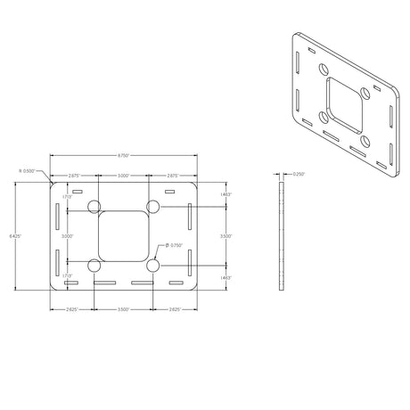 EV charging station rectangular Pedestal base technical draw