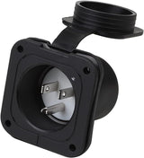 Nema 5-15P 15-Amp 125V Flanged Power Inlet with Waterproof Cover, 2 Pole, 3-Wire