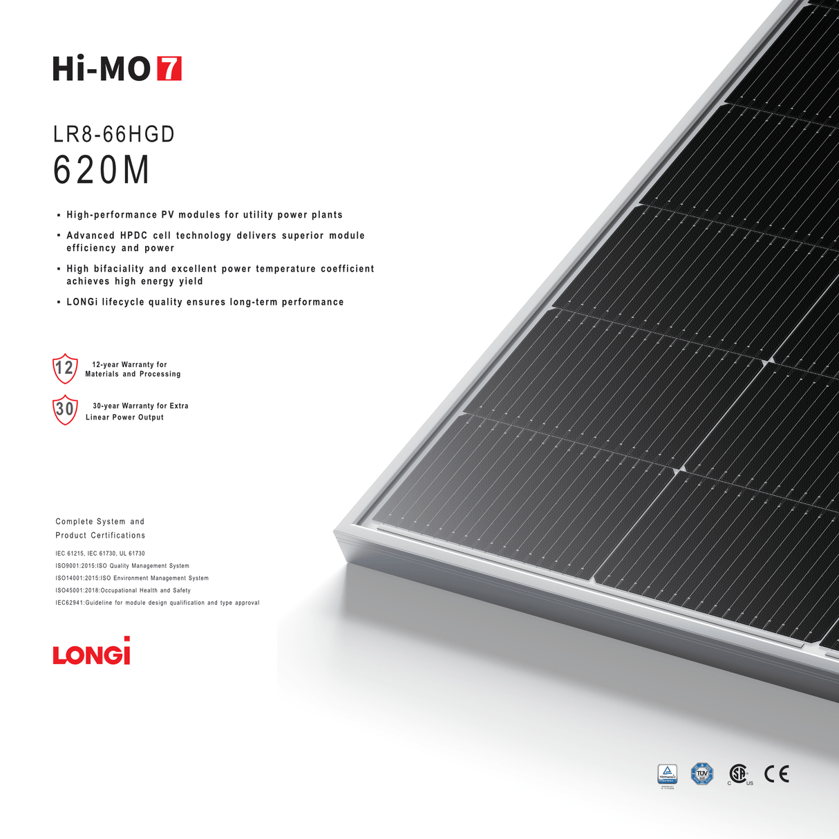 Longi | 620W Bifacial Monocrystalline Solar Panel | Full Pallet (36 Units) |  LR8-66HGD-620