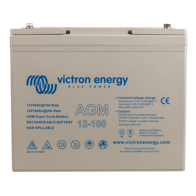 Victron Energy BAT412110081 12V 100Ah AGM super cycle battery - front