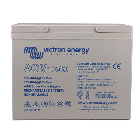 Victron Energy BAT412110081 12V 60Ah AGM super cycle battery - front