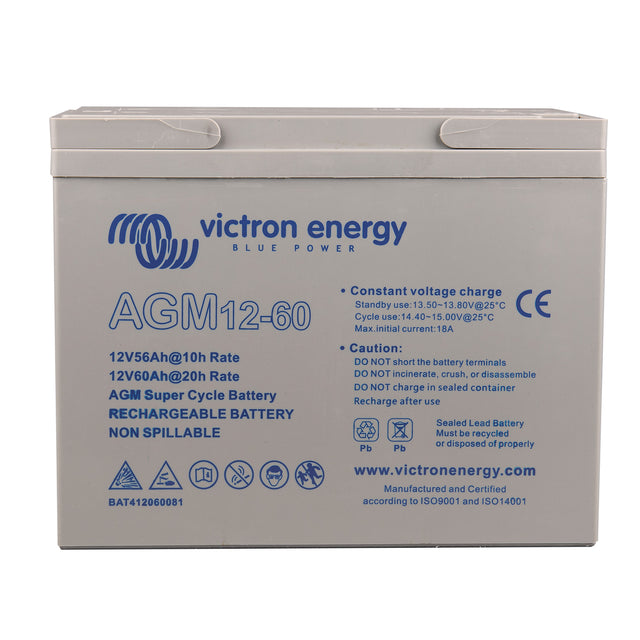 Victron Energy BAT412110081 12V 60Ah AGM super cycle battery - front