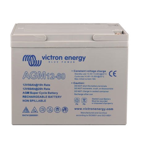 Victron Energy BAT412110081 12V 60Ah AGM super cycle battery - front