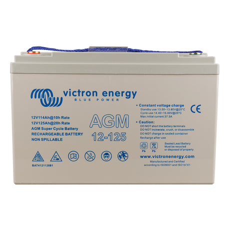 Victron Energy BAT412112081 12V 125Ah AGM super cycle battery - front 2