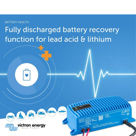 Victron Energy IP67 battery charger - fully discharged battery recevery function for lead acid and lithium battery