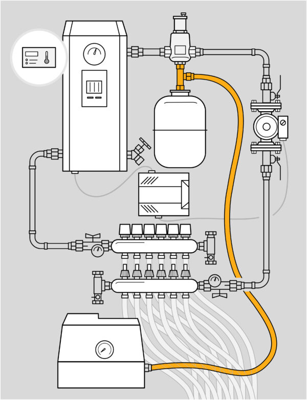 Schema ensemble de piece elimnateur d'air et systeme de pressuration Calefactio GMP4